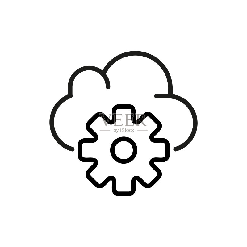 简约电脑云线图标图标素材