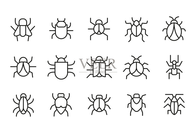 Bug的现代细线图标集图标素材