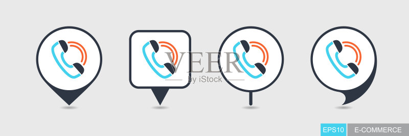 手机听筒图钉地图图标图标素材