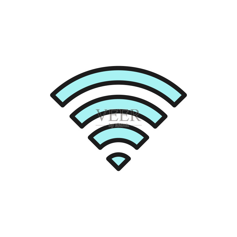 矢量互联网信号,WIFI标志平面彩色线图标。图标素材