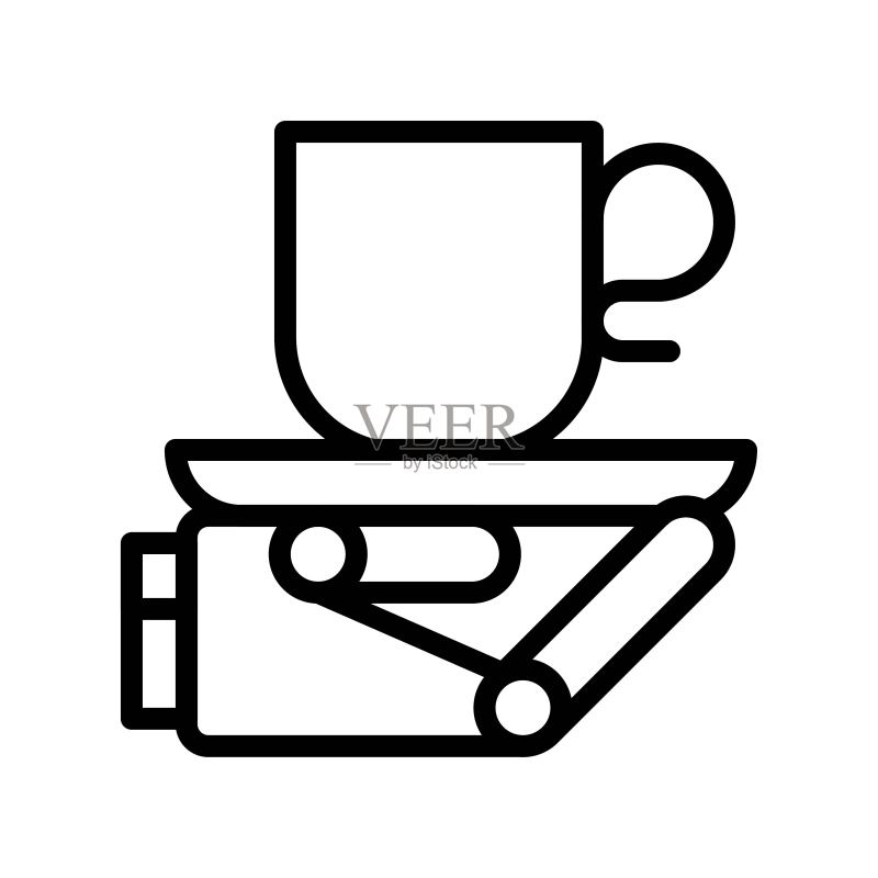 机器人手拿咖啡杯矢量图机器人相关线条设计图标图标素材
