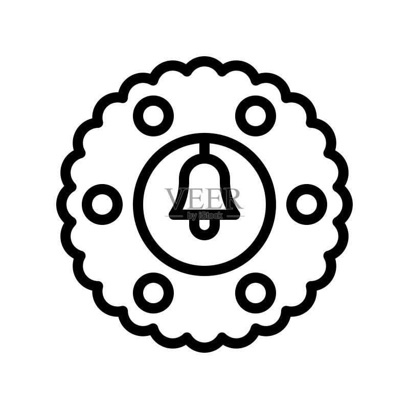 圣诞花环矢量插画,线条设计图标图标素材