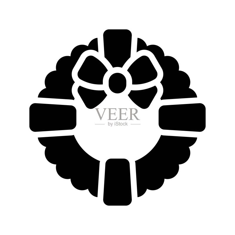 圣诞花环矢量插图,实体设计图标图标素材