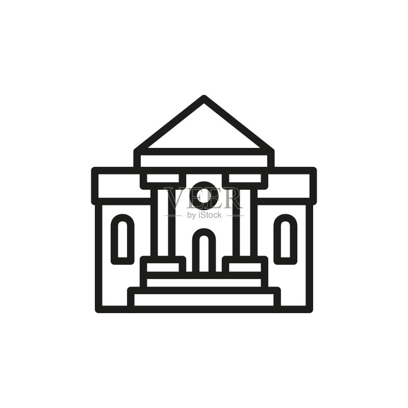 简约学校建筑线条图标图标素材