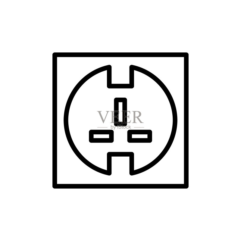 简易插座线条图标图标素材