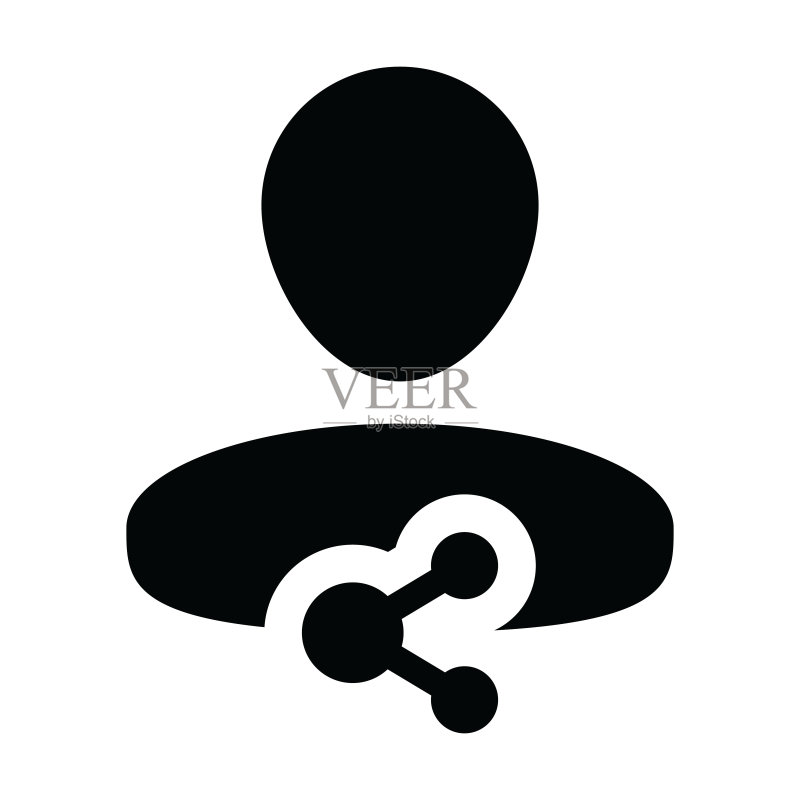 互动网络图标矢量男性头像,带有字形图中的共享符号图标素材