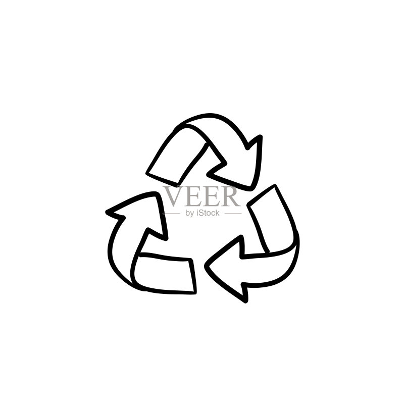 白色背景上的回收涂鸦图标符号图示图标素材
