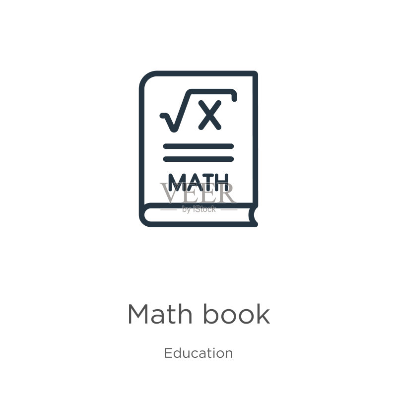 数学书图标:教育系列线性轮廓设计图标素材