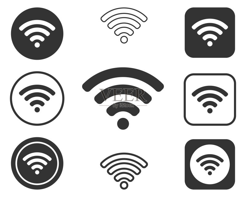 Wifi信号图标无线连接标志矢量插画集图标素材