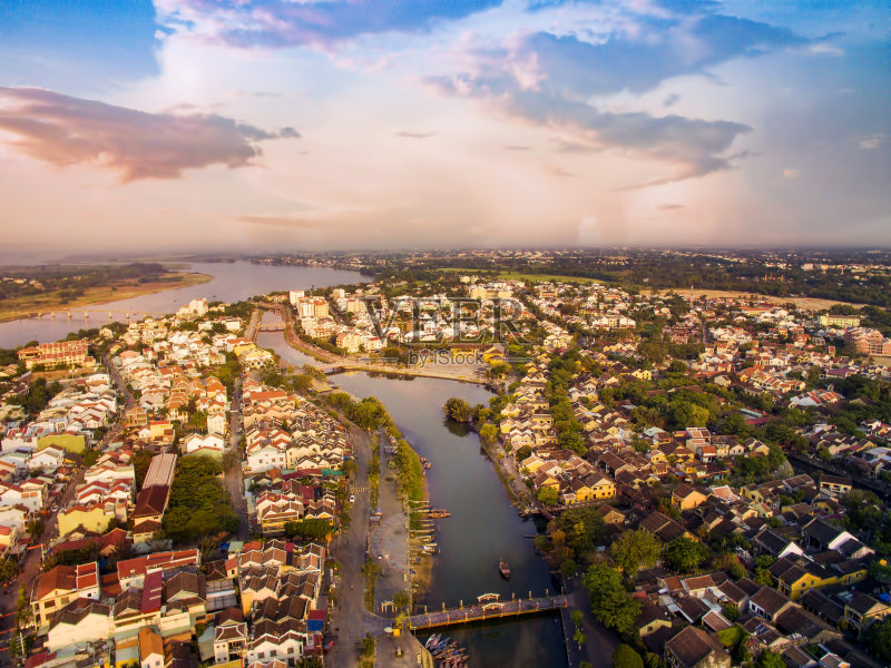 会海鸟瞰图会海古镇是一个非常著名的旅游目的地正版图片素材