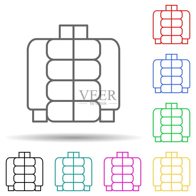 UI UX多色蓬松夹克线条图标图标素材