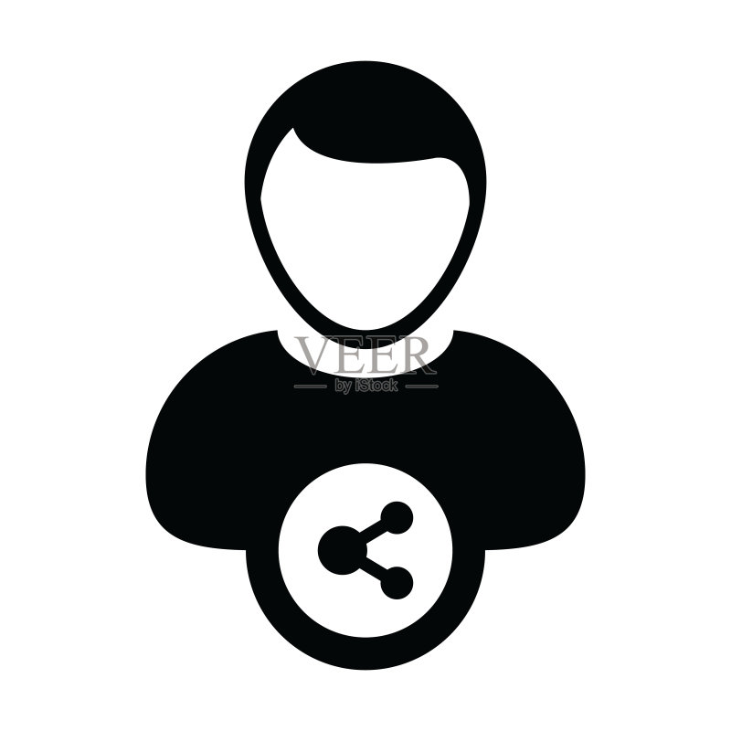 带有分享符号的男性头像矢量社交图标图标素材