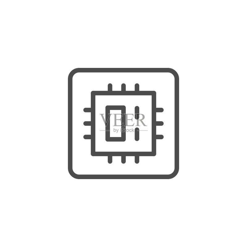 中央处理器线条轮廓图标图标素材