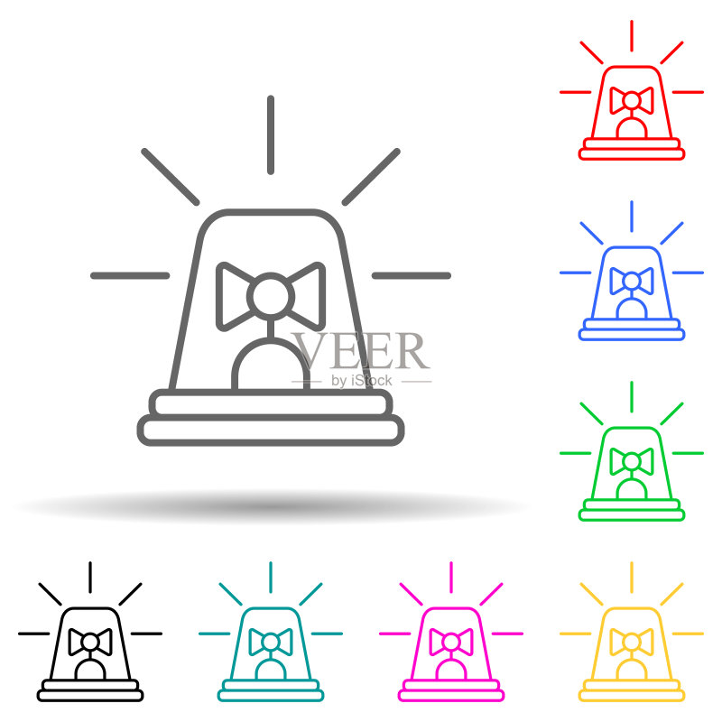 警笛彩色风格图标:犯罪调查线性矢量UI/UX图标素材