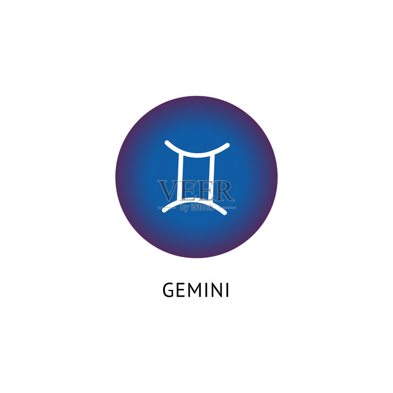 双子座星座标志蓝色图标图标素材