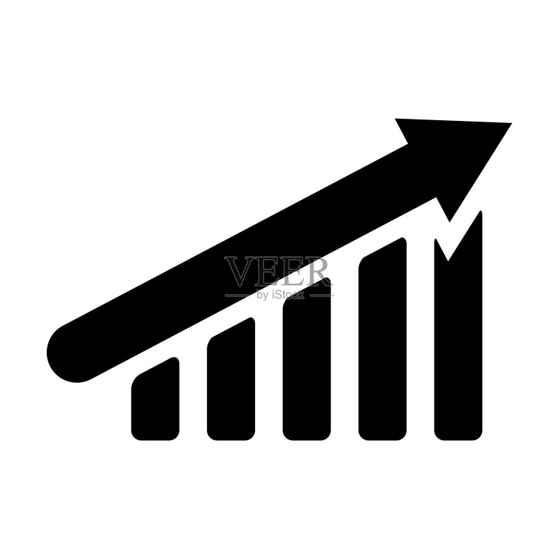 增长图向上剪影图标,用于商业概念或网页设计的财务图表箭头线性风格符号图标素材
