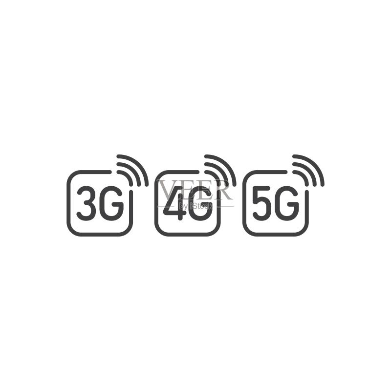 3G、4G、5G连接网络矢量图标模板图标素材