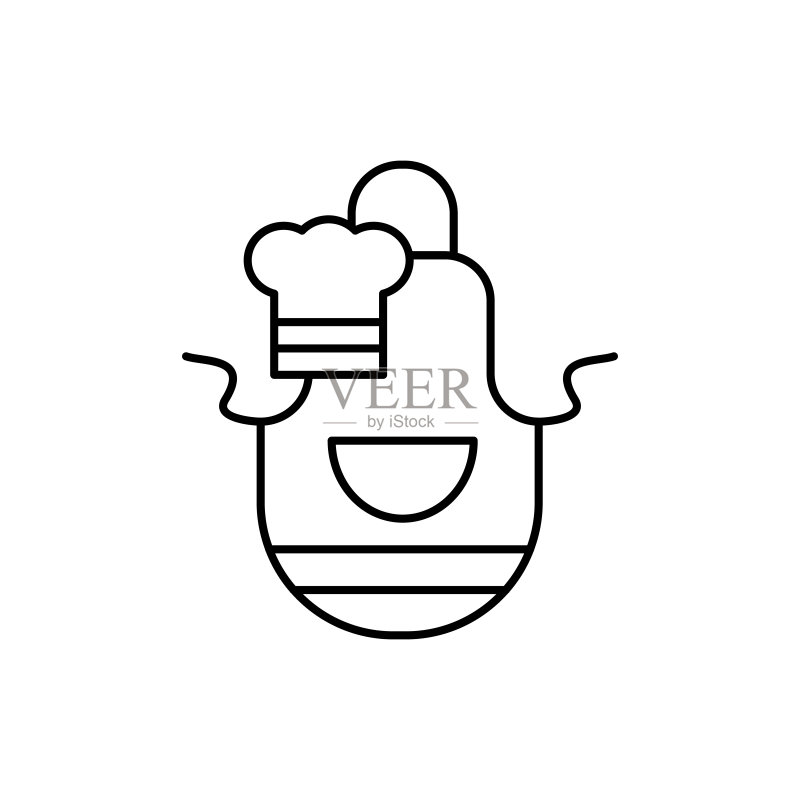 围裙厨师帽图标:用于UI和UX的简单线条轮廓矢量烹饪图标,网站或移动应用程序图标素材