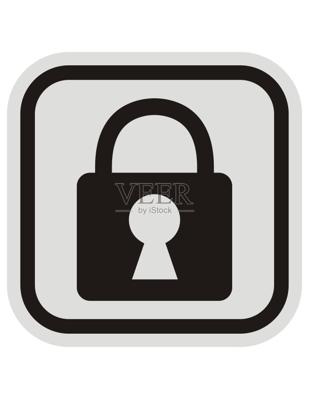 安全钥匙,灰色和黑色框架上的黑色轮廓,矢量图标图标素材