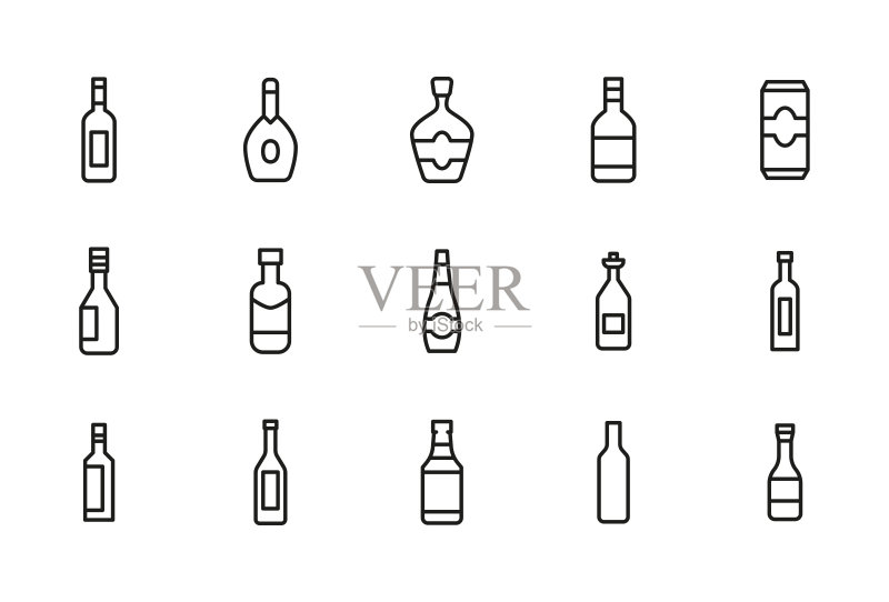 酒精笔画线条图标集图标素材