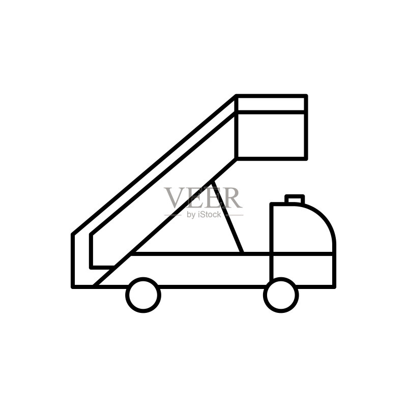 登机、阶梯车、楼梯线条图标。机场、旅行元素图标。可用于网页、logo、移动应用、UI、UX图标素材