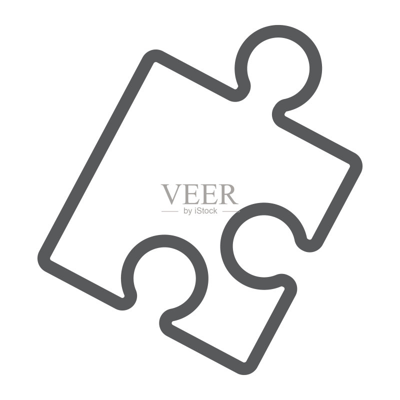 拼图线条图标:商业和拼图,解决方案标志,矢量图形,白色背景上的线性图案,EPS 10图标素材