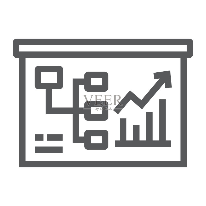 商业计划线条图标,商业金融项目矢量图图标素材