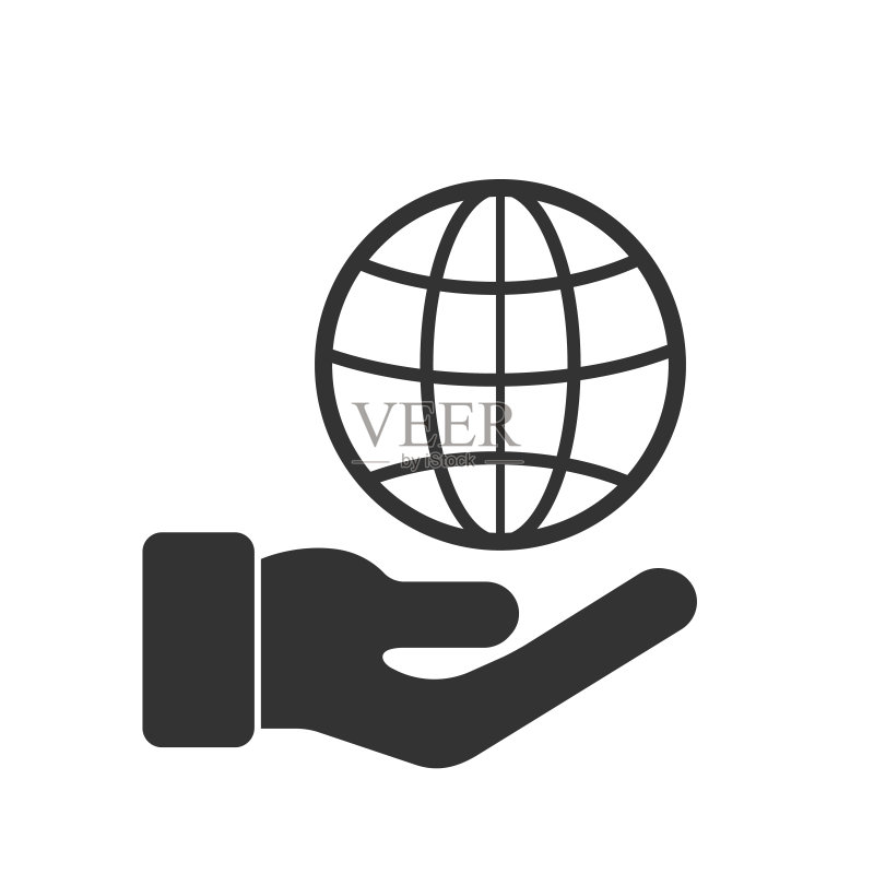 全球与手部矢量图标图标素材
