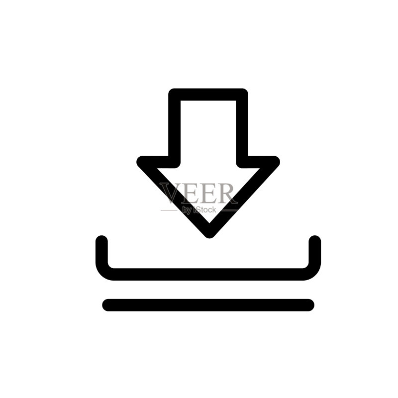 下载图标,向下箭头,白色背景上的矢量图标,网站和印刷图标,Logo、标志、符号,界面元素图标素材
