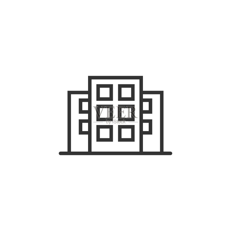 扁平风格的建筑图标:城镇摩天大楼公寓矢量图图标素材