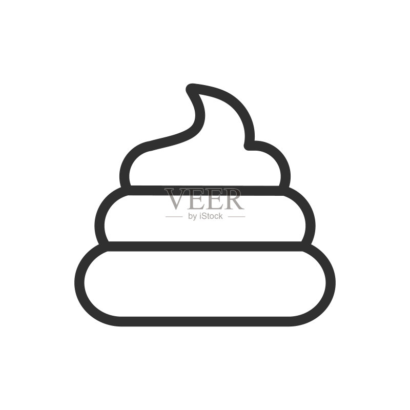 棕色粪便图标矢量图。臭狗屎标志符号。卡通风格便便。矢量插图。白色背景隔离。图标素材