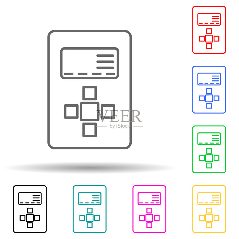 控制器多色风格图标:用于UI和UX、网站或移动应用的制造图标的简单细线、轮廓矢量图标素材