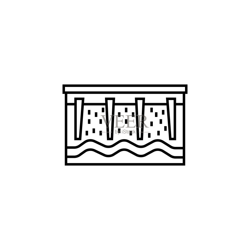 堤坝线性图标。可用于网页、徽标、移动应用、UI、UX的能源图示元素图标素材