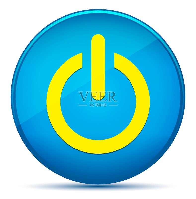 电源图标现代扁平青蓝色圆形按钮图标素材