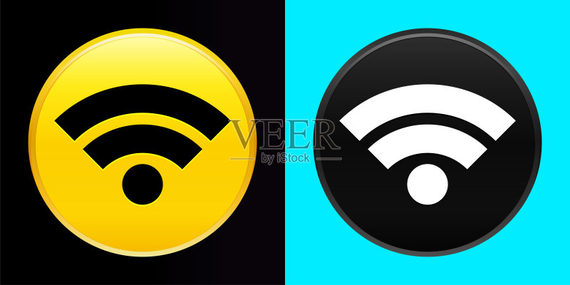 扁平风格的Wifi图标按钮套装图标素材