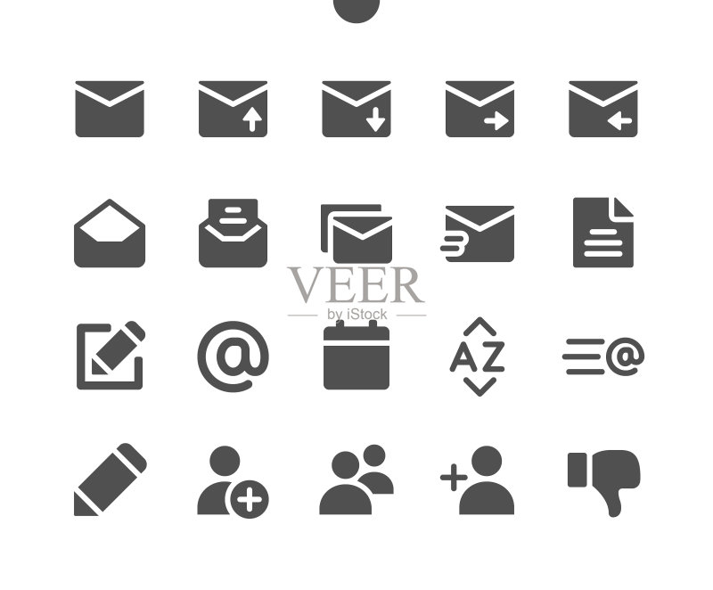 电子邮件V5 UI像素完美矢量图标,适用于Web图形和应用程序的24x24网格,简约象形图图标素材