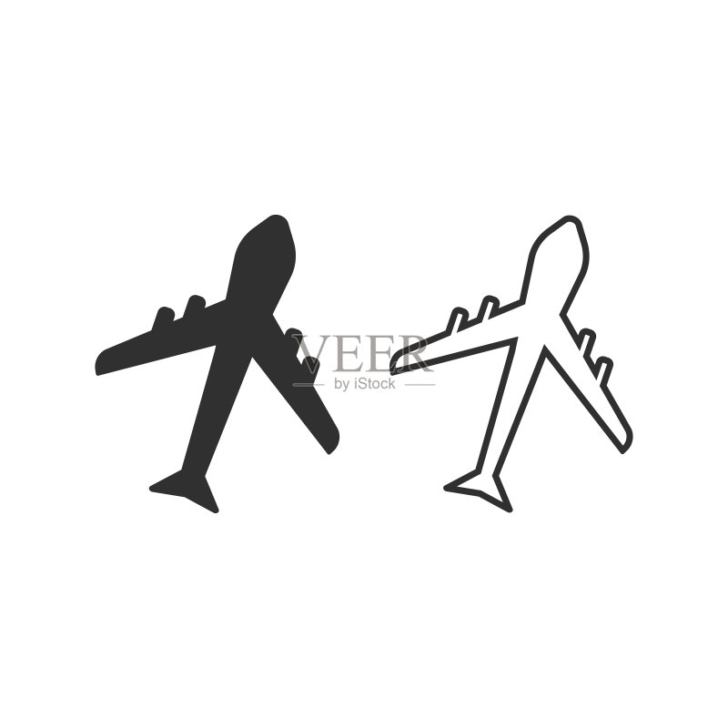 白色背景上的飞机图标矢量图图标素材