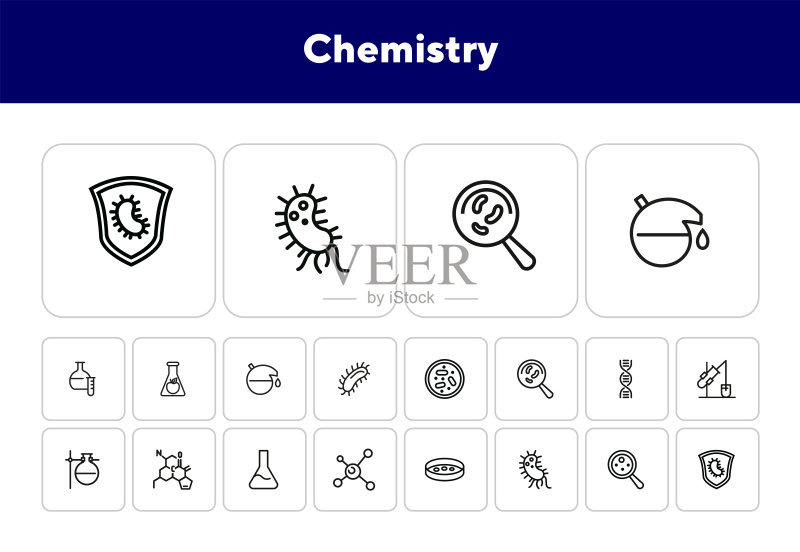 化学线性图标集图标素材