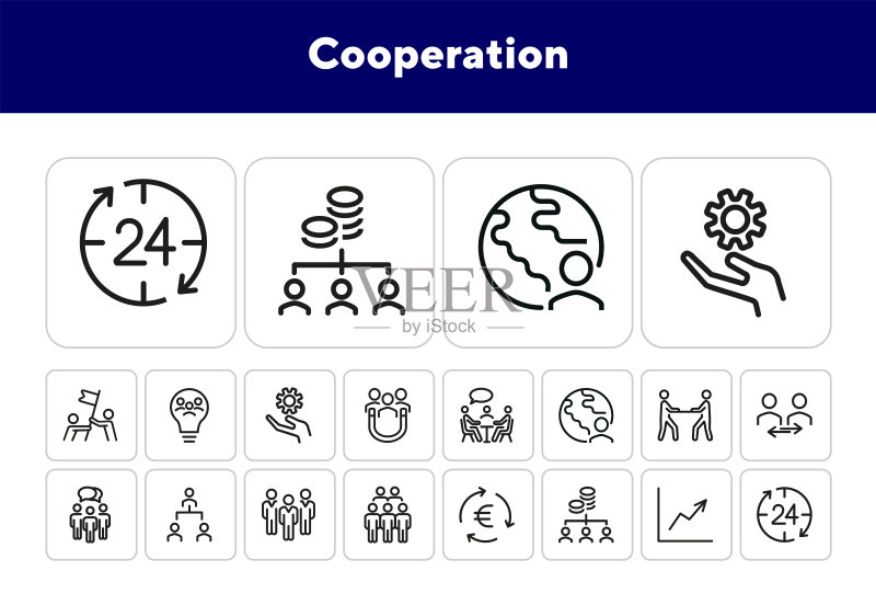 合作线条图标集图标素材