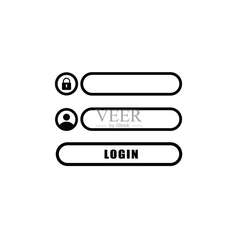 登录按钮图标:包含用户名和密码输入框图标素材