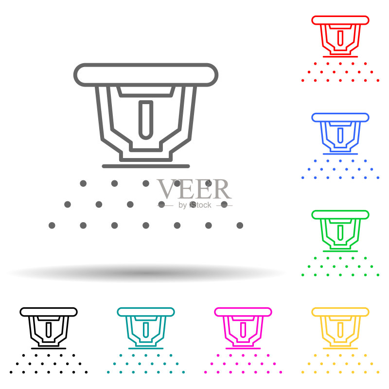 彩色消防喷淋图标:用于UI、UX、网站或移动应用的极简线条矢量图图标素材