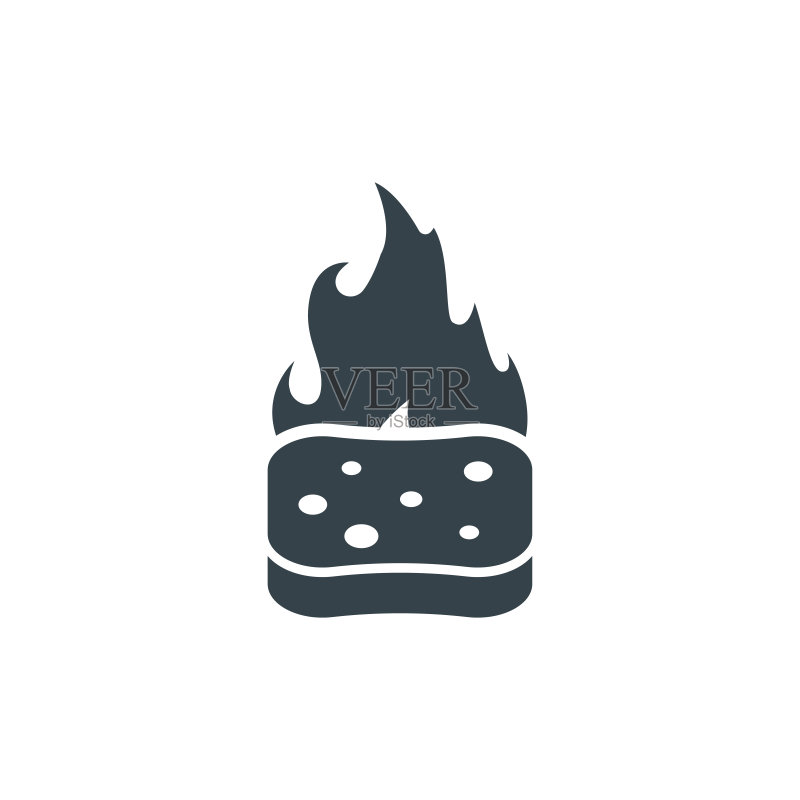 海绵火焰概念标识模板设计,商业logo图标形状,海绵火焰简约logo插画图标素材