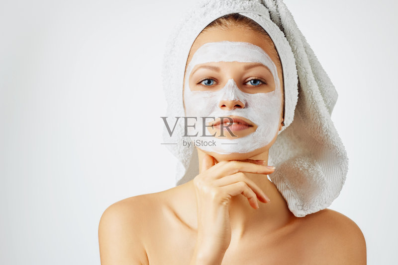 美容、护肤、面部护理、水疗和自然美容理念正版图片素材