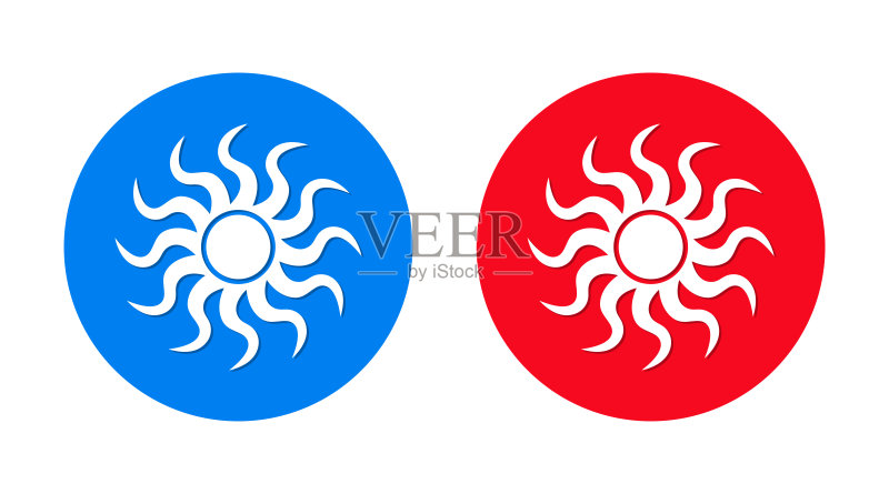 太阳扁平风格圆形按钮合集图标素材