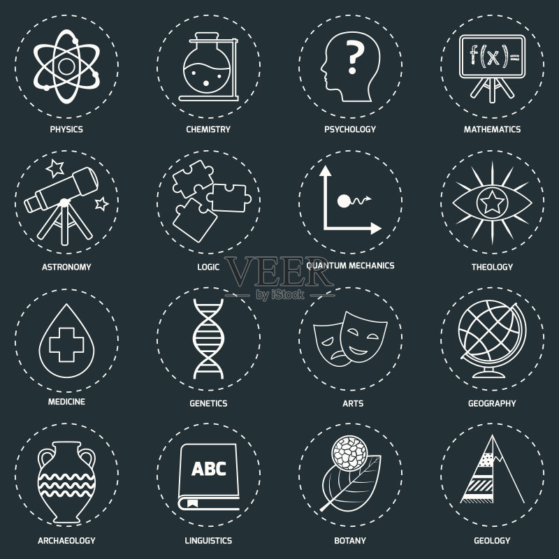 科学领域图标轮廓图标素材