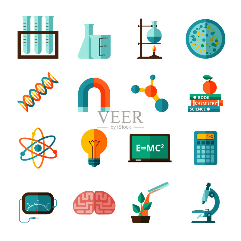 科学扁平图标图标素材