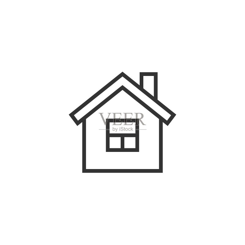 扁平风格的建筑图标。白色孤立背景上的房屋矢量图。房屋商业概念。图标素材