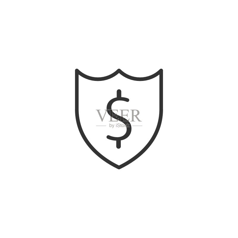 带有金钱图标的盾牌,现金保护矢量图,银行业务概念图标素材