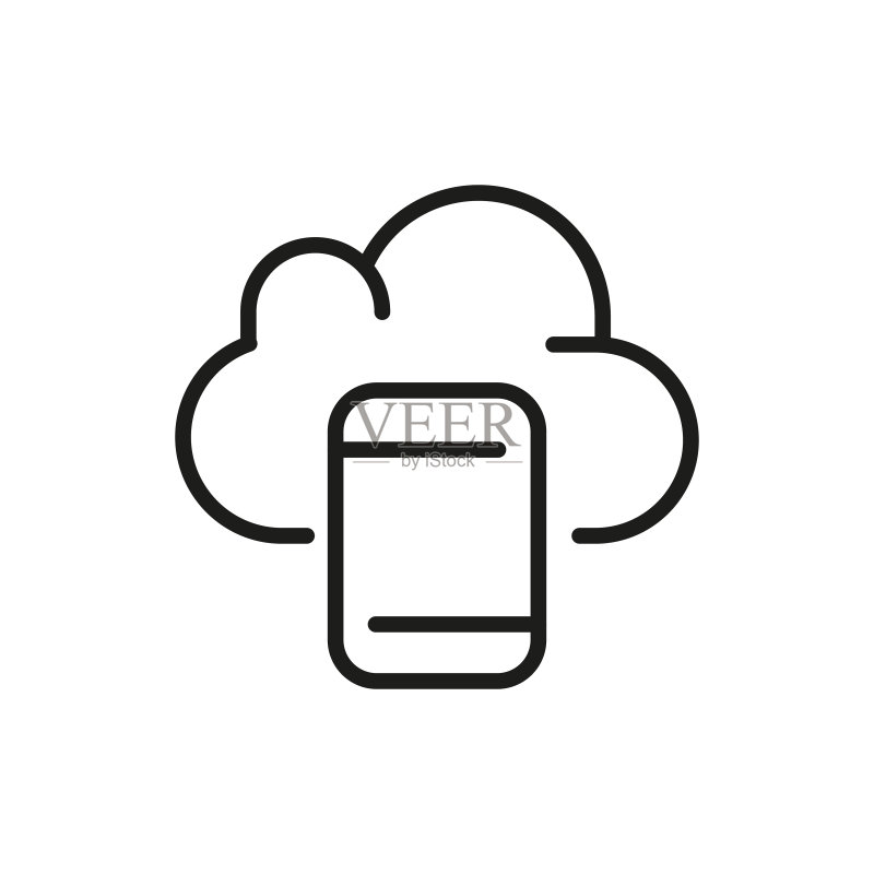 简约电脑云线图标图标素材