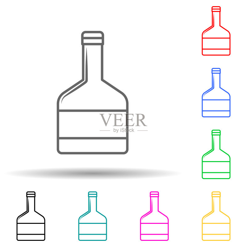 多种颜色威士忌酒瓶图标图标素材